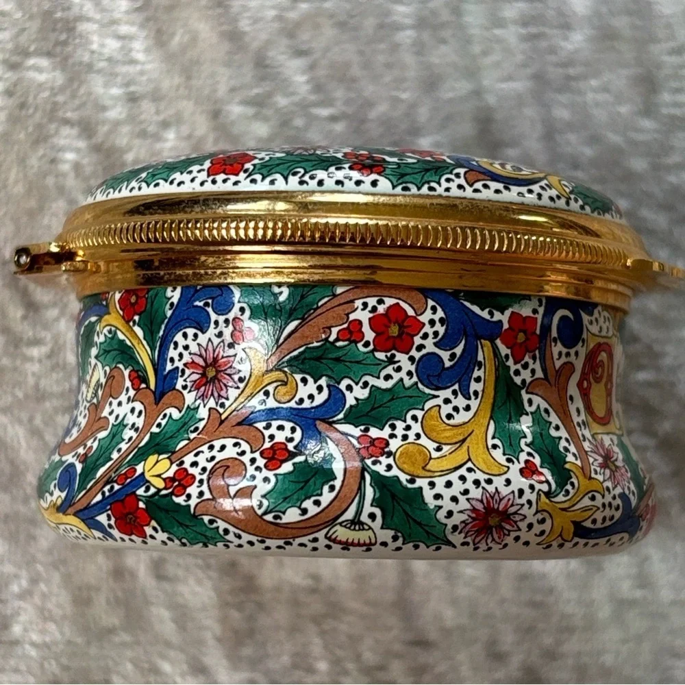 Halcyon Days Christmas 1992 Little Town of Bethlehem Enamel Box Copper Vintage